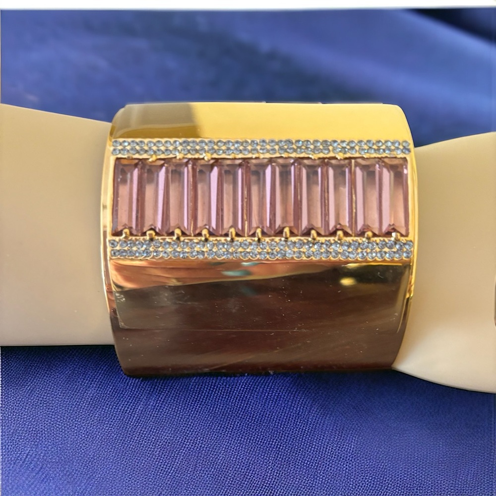 Louise Et Cie 4 in Wide Cuff with Pink and Clear Austrian Crystals! NO OFFERS